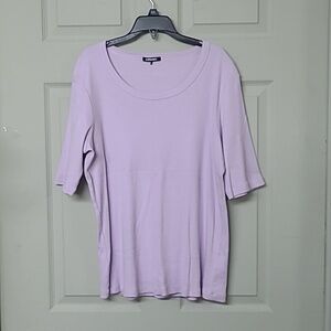 Olsen 'Edda Shaped Fit' Ribbed Top Purple Modern Milano Sleeve XL(16) Like New